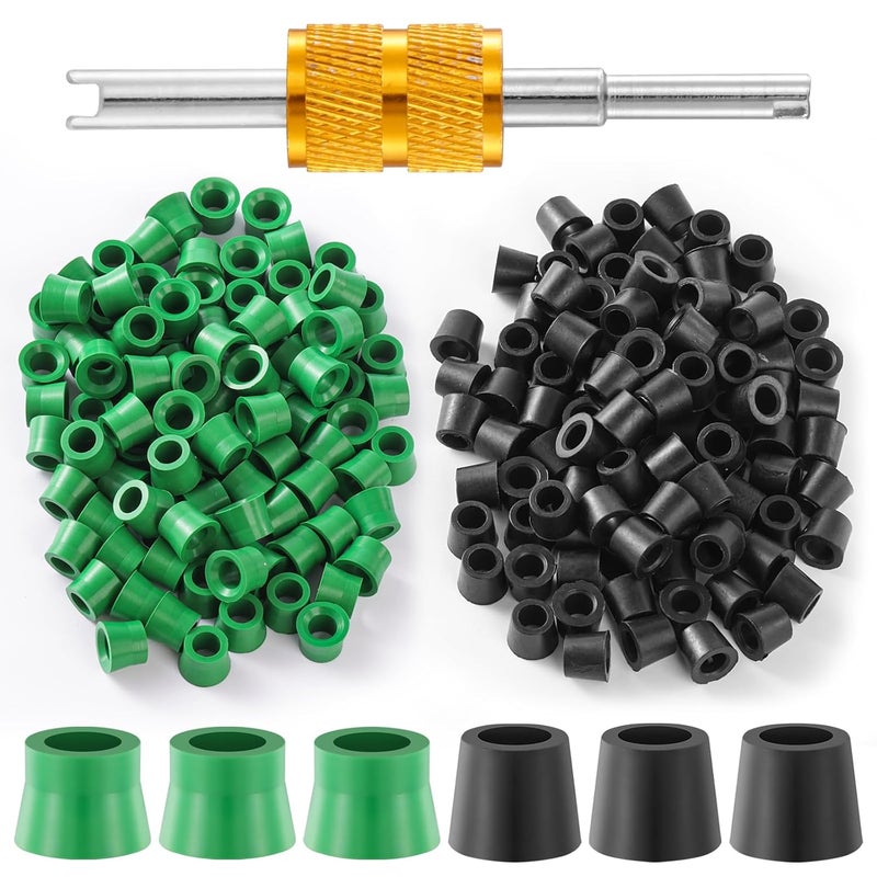 Tigbear 201 Pcs Valve Core Kit, 1/4" Quick Coupler Charging Gaskets, O-Ring Rubber Gaskets and Valve Core Remover Tool, Valve Hose Gaskets Kit for Refrigeration Charging Hose - Image 1